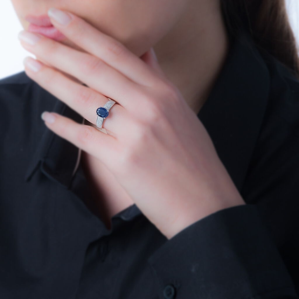 Bague Crista Or Blanc Saphir Et Diamant - Spannringe Damen | OROVIVO
