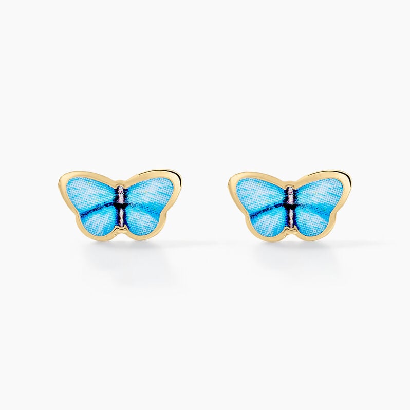 Boucles D'oreilles Puces Sulivia Papillon Or Jaune - Spannringe Kinder | OROVIVO