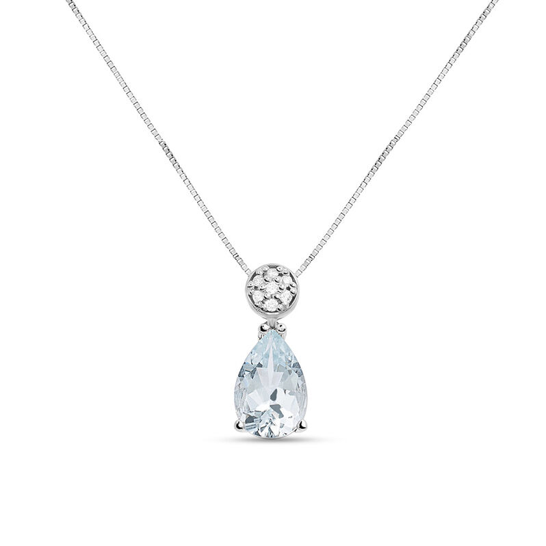 Collana Acquamarina Oro Bianco Acquamarina Diamante - Spannringe Damen | OROVIVO
