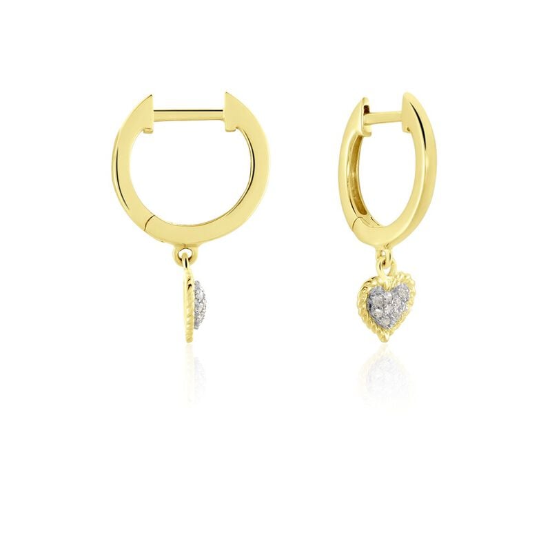 Herz Special Damen Creolen Gold 375 (9 Karat) Diamant Wei&szlig; 0,07 ct Herz - Creolen Damen | OROVIVO