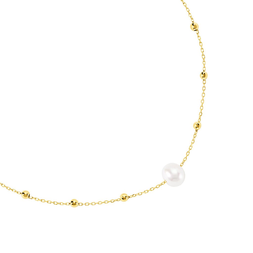 Damen Collier Silber vergoldet 925 Oval Weiß Lorde 4,4cm -  Damen | OROVIVO