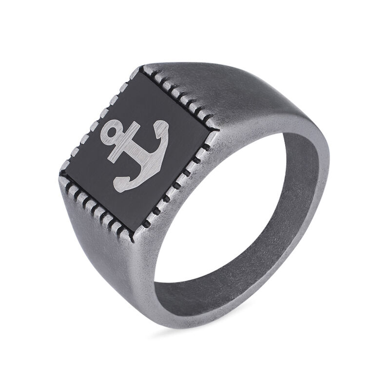 Anello Chevalier Man Code Acciaio Bicolore Bianco / Nero - Spannringe Herren | OROVIVO