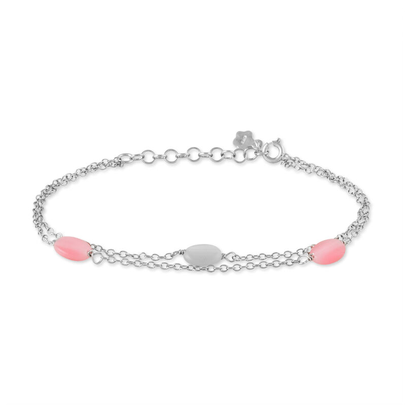 Bracelet Evren Argent Blanc Pierre De Synthese Et Olivine - Spannringe Damen | OROVIVO