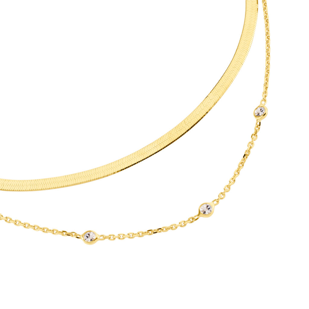 Nymera Damen Collier Silber vergoldet 925 Zirkonia Wei&szlig; 0,6 ct B 2,6 mm