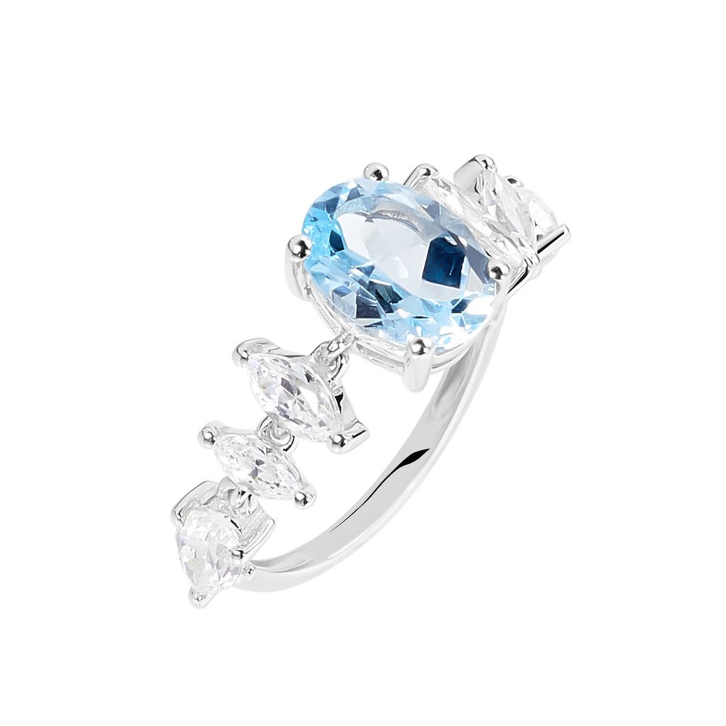 SKY Damen Ring Wei&szlig;gold 375 (9 Karat) Topas Blau 2,81 ct