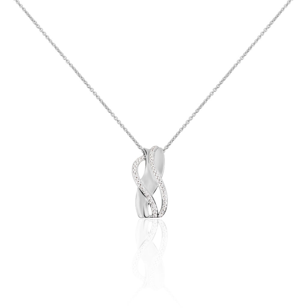 Damen Collier Weißgold 375 Zirkonia Lara, Collier mit Stein