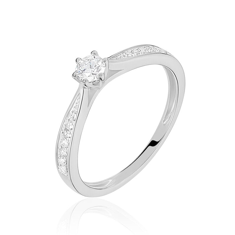 Bague Solitaire Symphonie Or Blanc Diamant - Spannringe Damen | OROVIVO