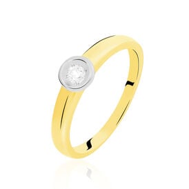 Solitärring Gold 375 Bicolor Diamant 0,10ct - Personalisierte Geschenke Damen | OROVIVO
