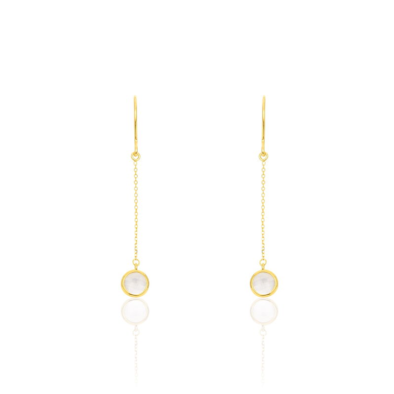 Boucles D'oreilles Pendantes Or Jaune Quartz - Spannringe Damen | OROVIVO