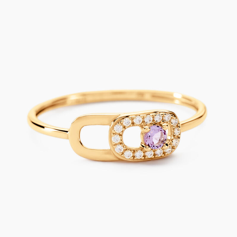 Bague Deonne Or Jaune Améthyste Oxyde De Zirconium - Spannringe Damen | OROVIVO