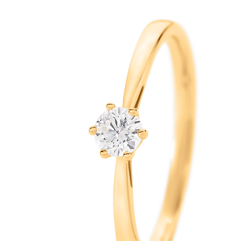 Sonate Damen Ring Gold 585 (14 Karat) Synthetischer Diamant Wei&szlig; 0,21 ct