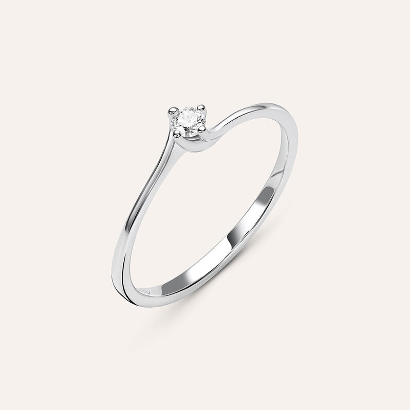 Anello Solitario Firmamenti Oro Bianco Diamante - Spannringe Damen | OROVIVO