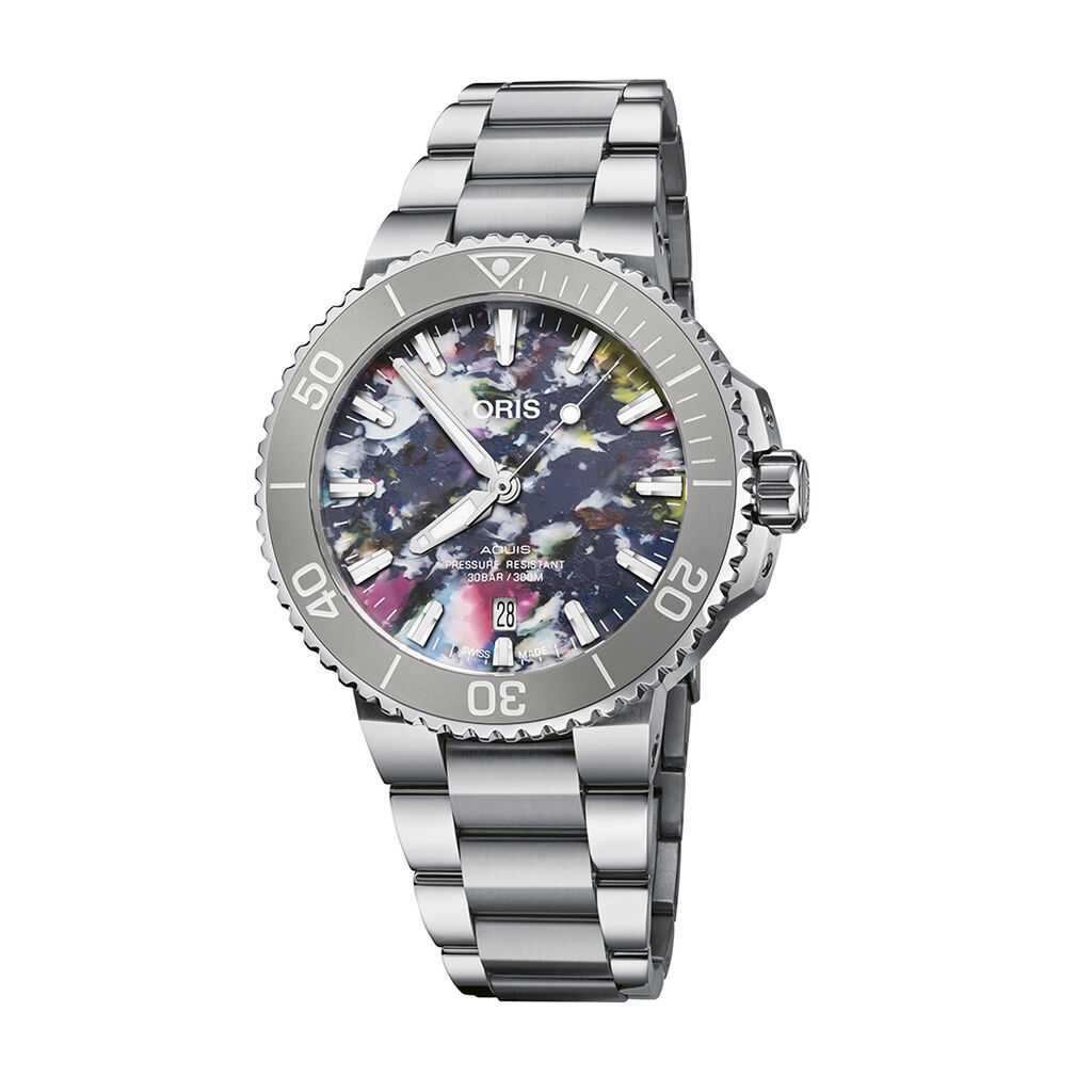 ORIS Aquis Upcycle 0173377664150-SET Automatik, Uhr ohne Stein