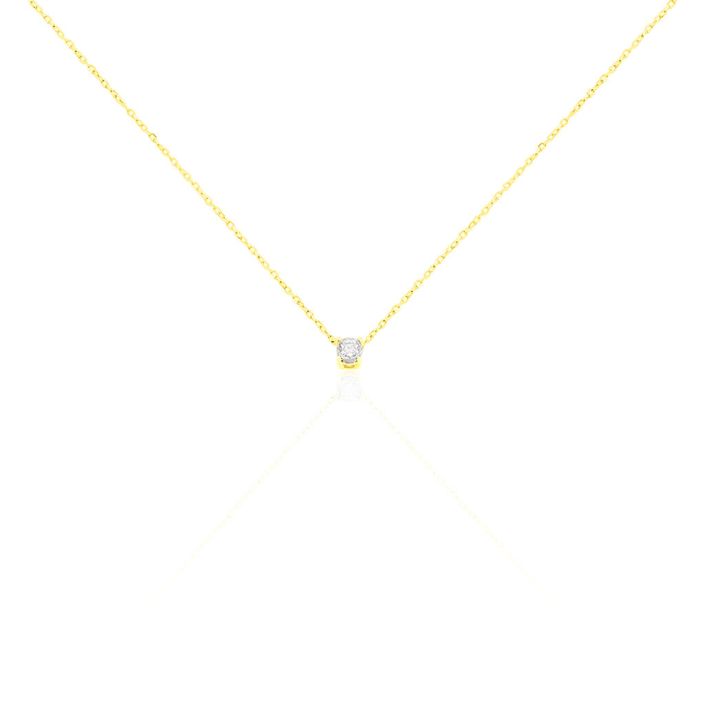 Damen Collier Gold 375 Diamant 0,08ct Illusion Pastille - Halsketten Damen | OROVIVO