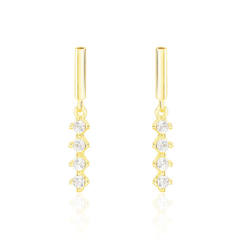 Damen Ohrstecker Lang Gold 375 Zirkonia - Ohrringe mit Stein Damen | OROVIVO