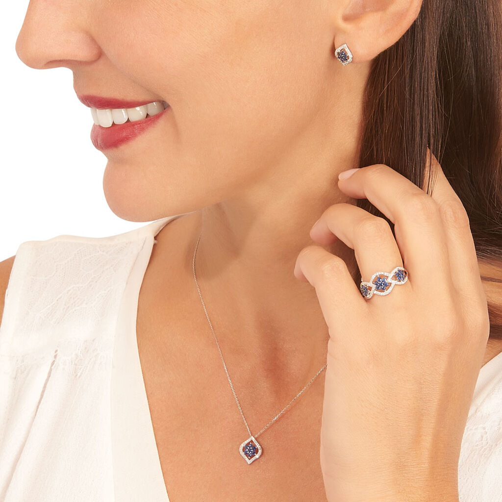 Collier Or Weiss Linaelle Et Saphir - Spannringe Damen | OROVIVO