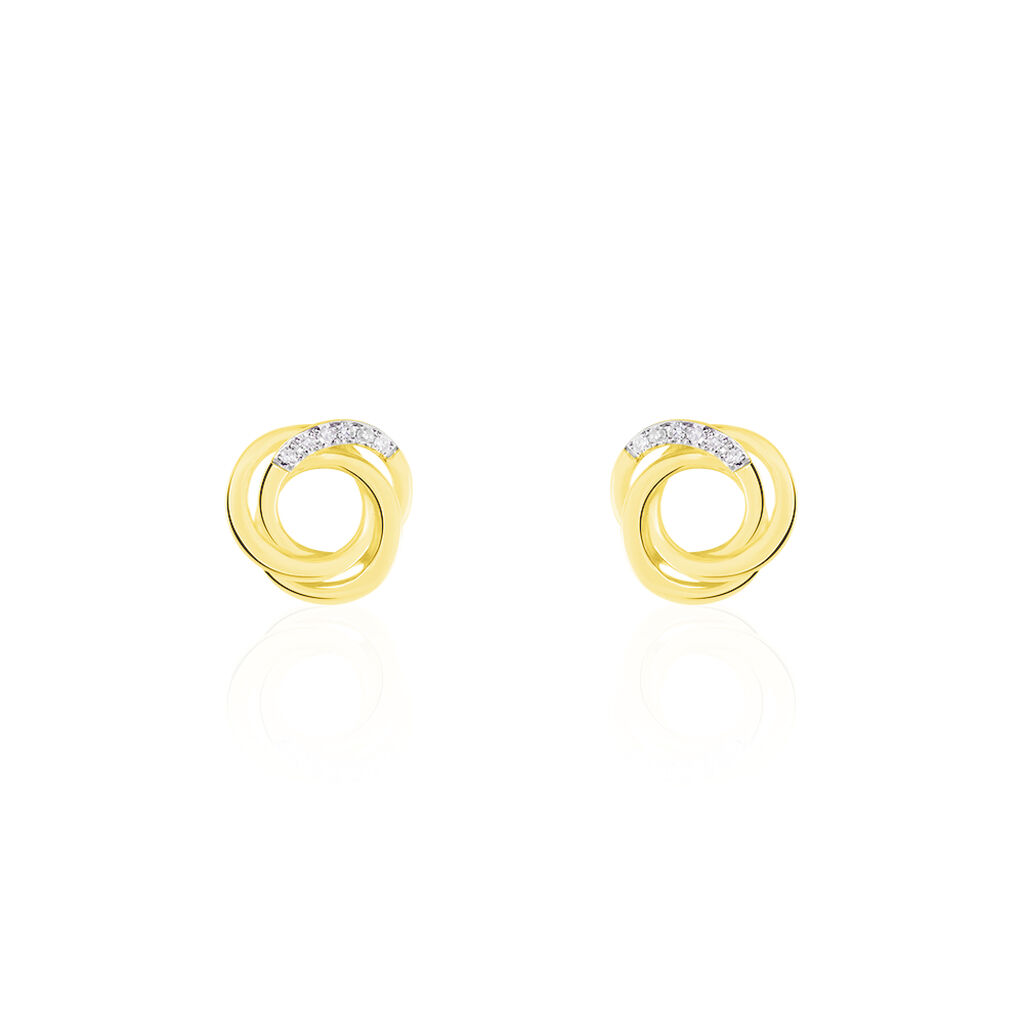 Boucles D'oreilles Or Jaune Syrena Puces Nid Diamant - Spannringe Damen | OROVIVO