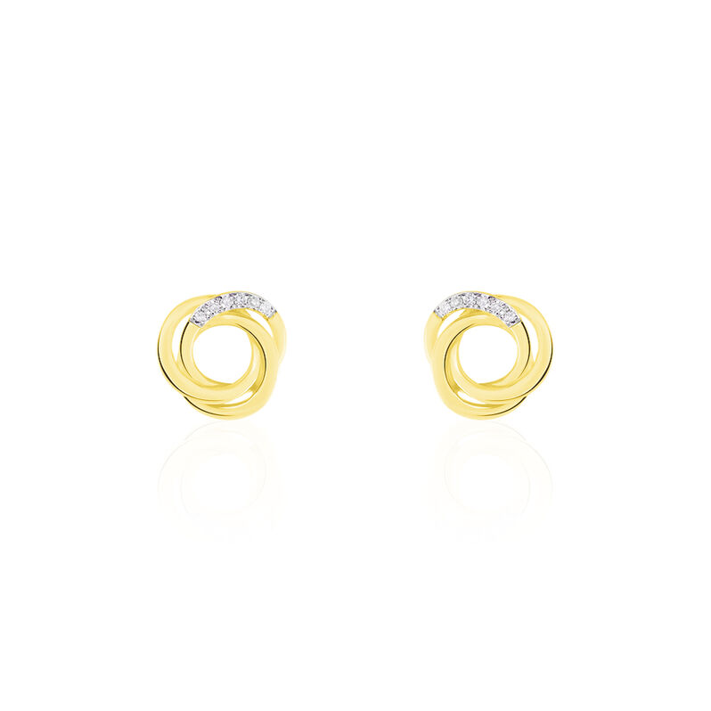 Boucles D'oreilles Or Jaune Syrena Puces Nid Diamant - Spannringe Damen | OROVIVO