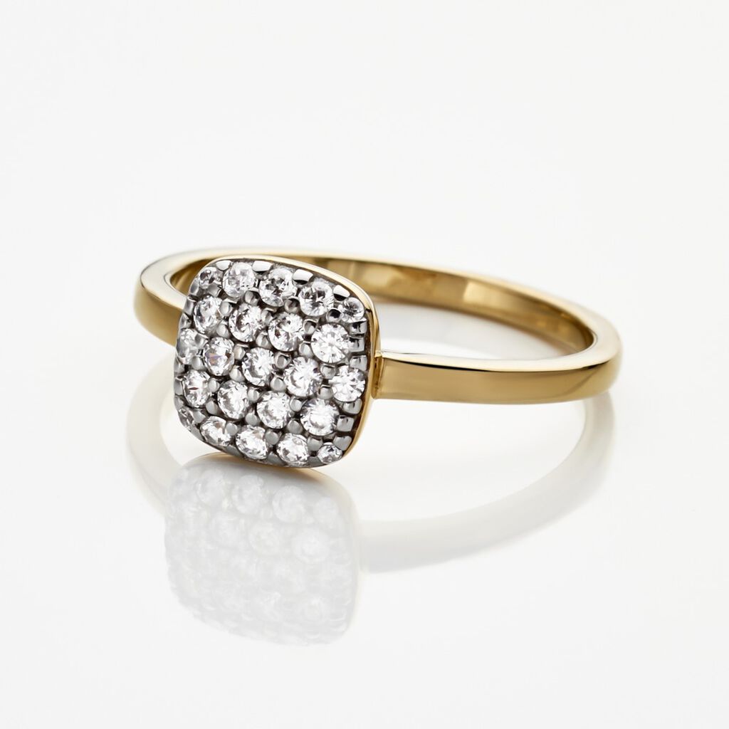 BIONDA Damen Ring Vergoldet Zirkonia Wei&szlig; Viereck