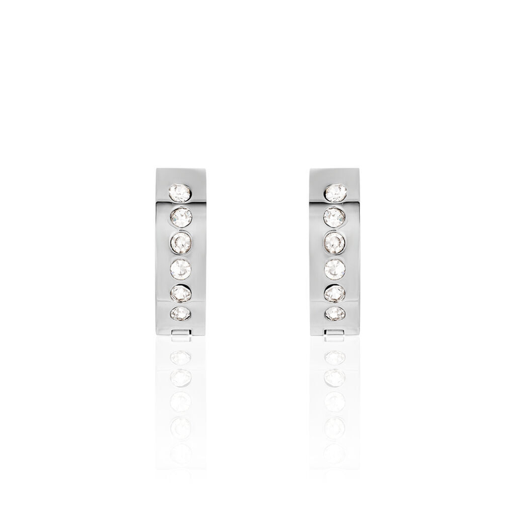 Damen Creolen Edelstahl Synthetischer Stein Wei&szlig; 0,36 ct