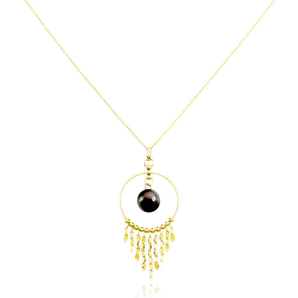 Collier Cercle Or Jaune Perle De Culture De Tahiti - Spannringe Damen | OROVIVO
