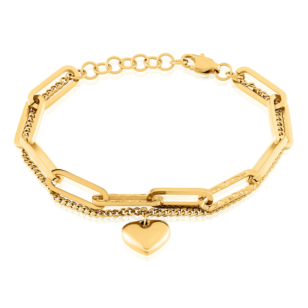 AVALYNN Damen Armband Edelstahl vergoldet Herz B 6 mm, Armband ohne Stein