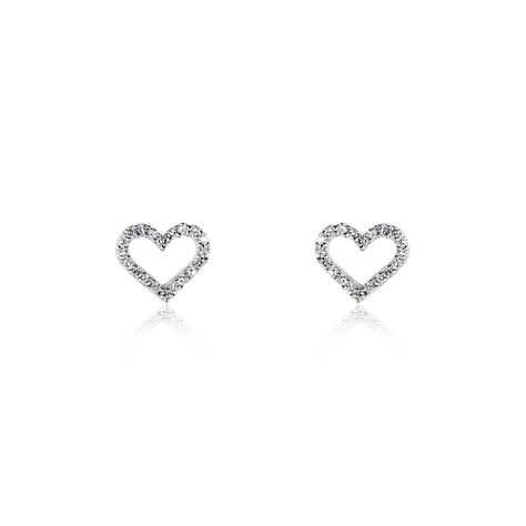Damen Ohrstecker Weißgold Diamanten 0,06ct Herz Glamour - Ohrstecker Damen | OROVIVO
