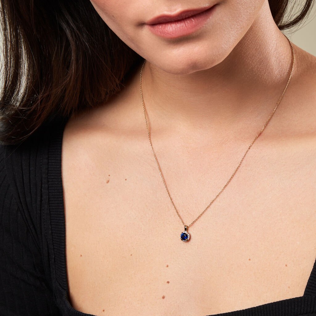 ODARIKE Damen Collier Gold 585 (14 Karat) Saphir Blau 0,6 ct Kreis B 4 mm - Halsketten Damen | OROVIVO