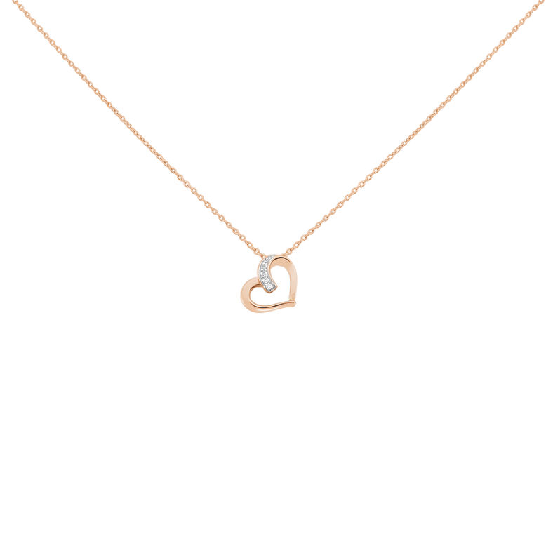 ASHLEY HERZ Damen Collier Silber rosevergoldet 925 Zirkonia Wei&szlig; 0,01 ct Herz - Halsketten Damen | OROVIVO