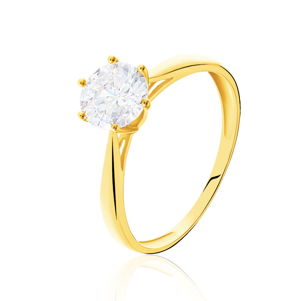 🦚 Damen Ring Gold 375 Zirkonia Krappe 6 , Ring mit Stein
