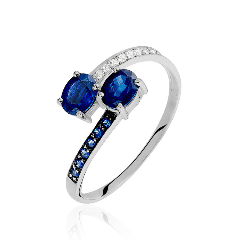 Bague Toi Et Moi Or Blanc Saphir Et Diamant - Spannringe Damen | OROVIVO