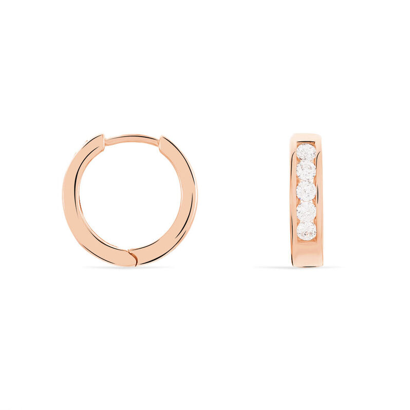 SOLVEY Damen Creolen Silber rosevergoldet 925 Zirkonia Wei&szlig; - Creolen Damen | OROVIVO