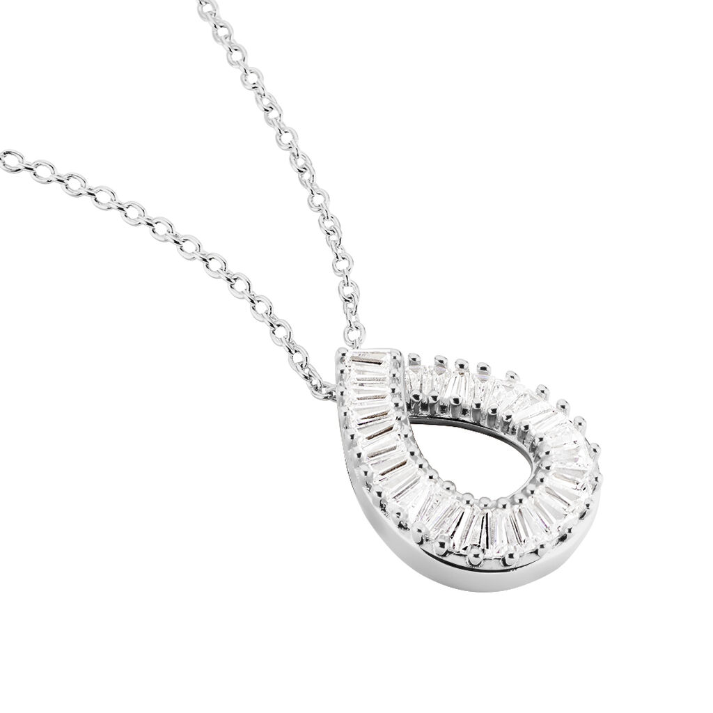 DROP Damen Collier Silber 925 Zirkonia Wei&szlig; 1,98 ct Tropfen