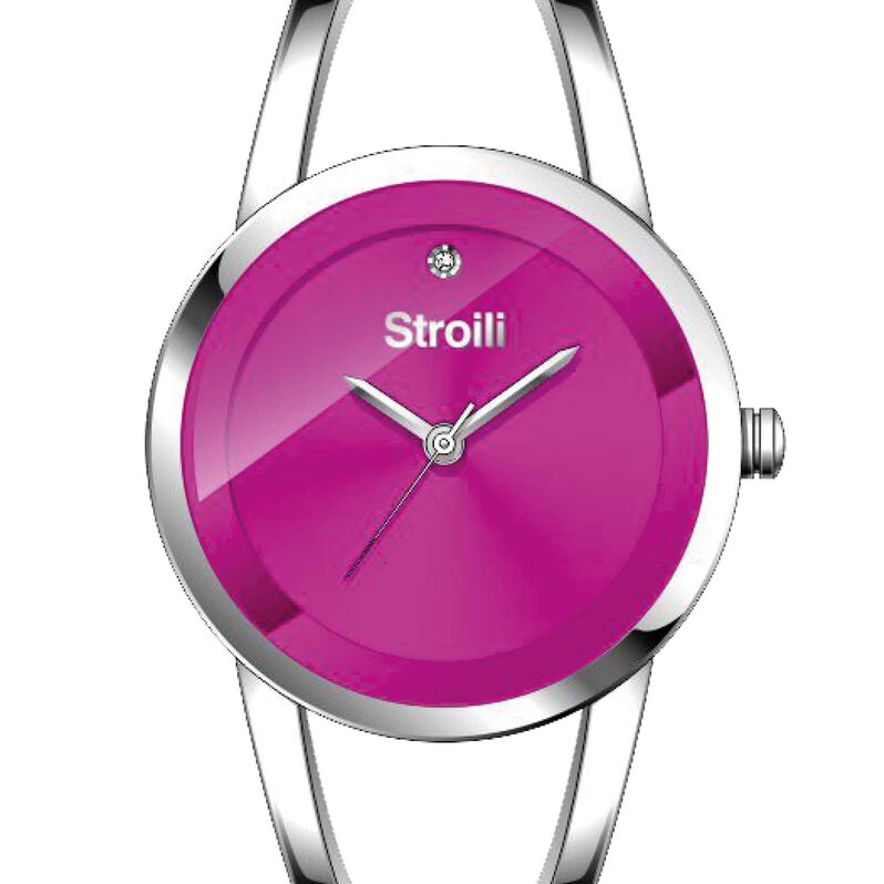 Solo tempo cassa e bracciale in acciaio quadrante fucsia - Spannringe Damen | OROVIVO