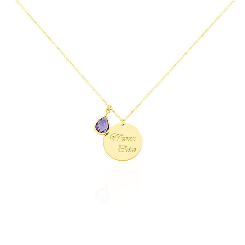 Collier Or Jaune Aven Pastille Message A - Spannringe Damen | OROVIVO