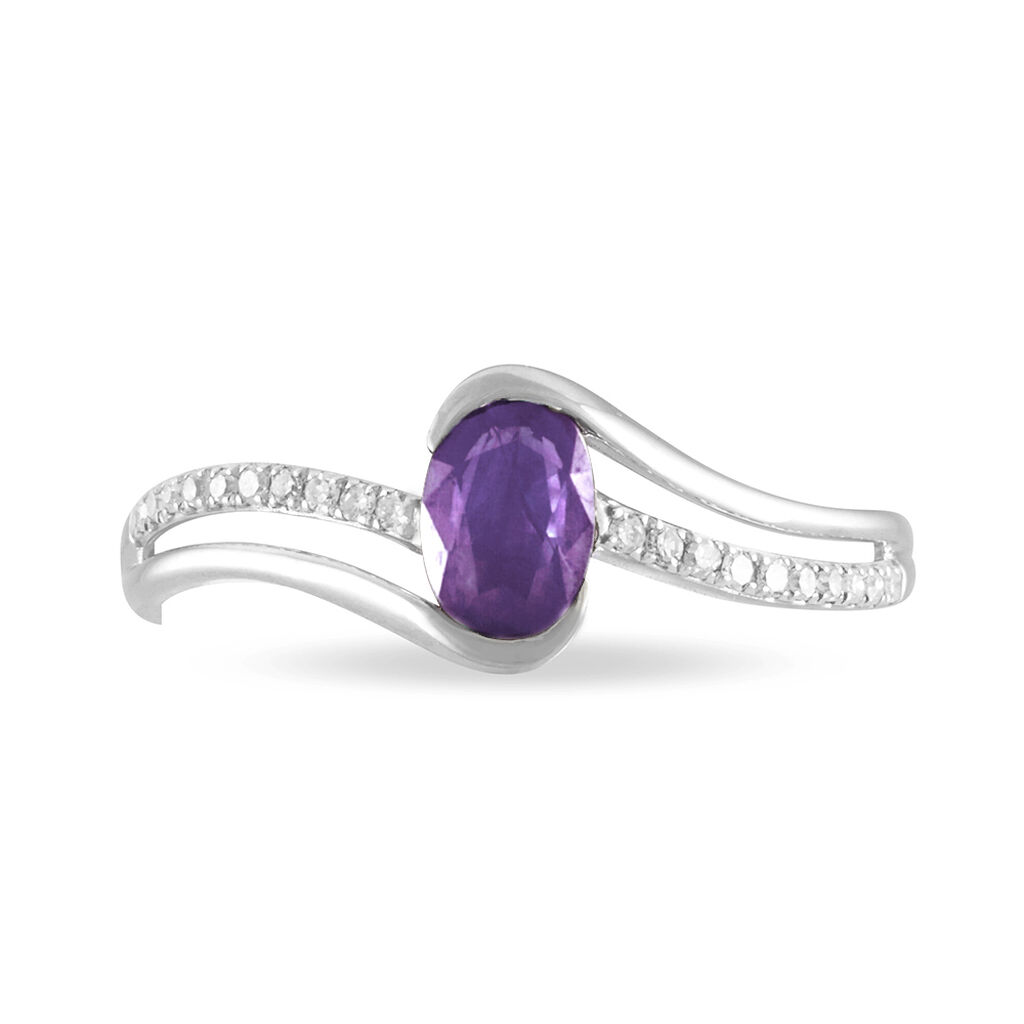 Bague Anja Or Blanc Amethyste Et Diamant - Spannringe Damen | OROVIVO