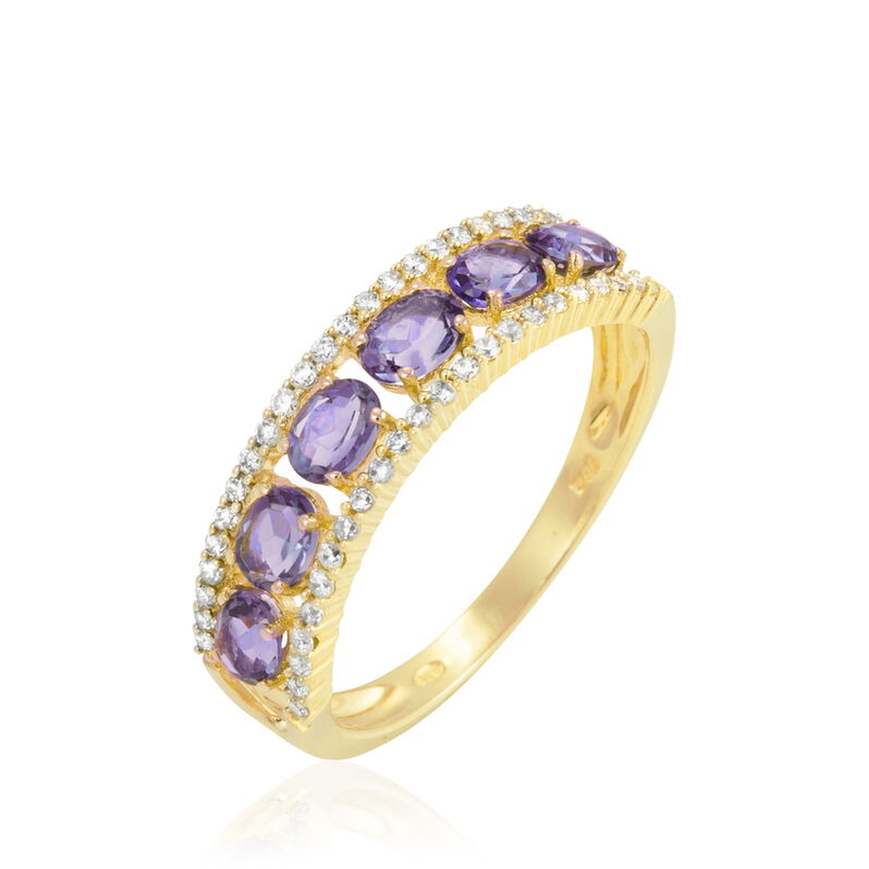 Bague Gabriella Or Jaune Amethyste Et Oxyde De Zirconium - Spannringe Damen | OROVIVO
