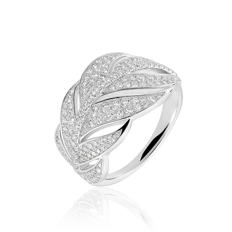 Bague Maya Argent Feuille Oxydes - Spannringe Damen | OROVIVO