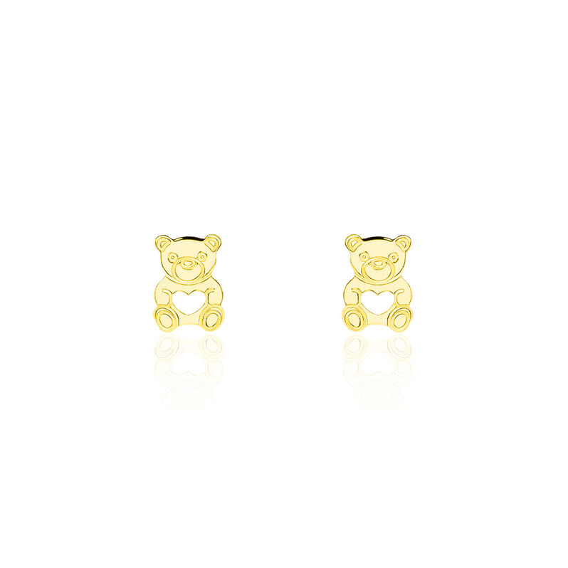 Boucles D'oreilles Puces Carmin Ourson Or Jaune - Spannringe Kinder | OROVIVO