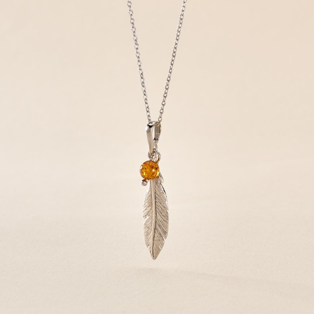Collier Argent Adriane Plume Ambre - Spannringe Damen | OROVIVO