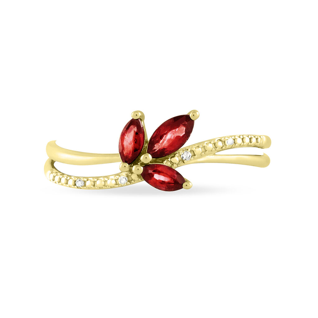 Bague Angie Or Jaune Rubis Et Diamant - Spannringe Damen | OROVIVO