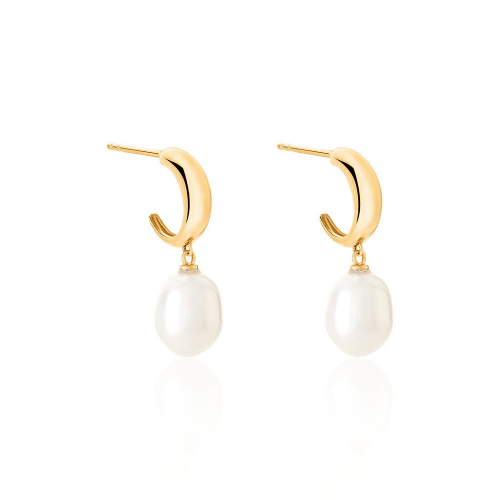 JESSKA Damen Creolen Gold 585 (14 Karat) Zuchtperle Weiß 6,69 ct, Creolen mit Stein