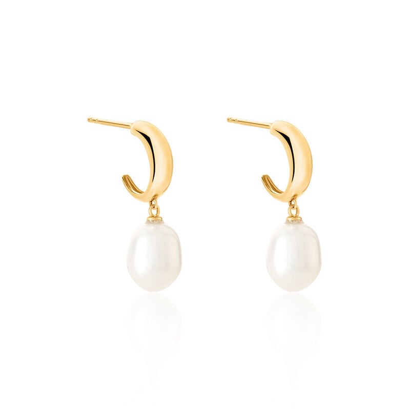 JESSKA Damen Creolen Gold 585 (14 Karat) Zuchtperle Wei&szlig; 6,69 ct - Creolen Damen | OROVIVO