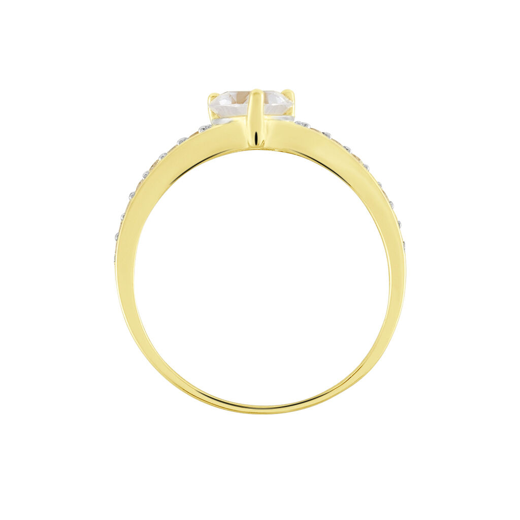 Damen Ring Gold 375 (9 Karat) Zirkonia Wei&szlig; 1,4 ct Herz