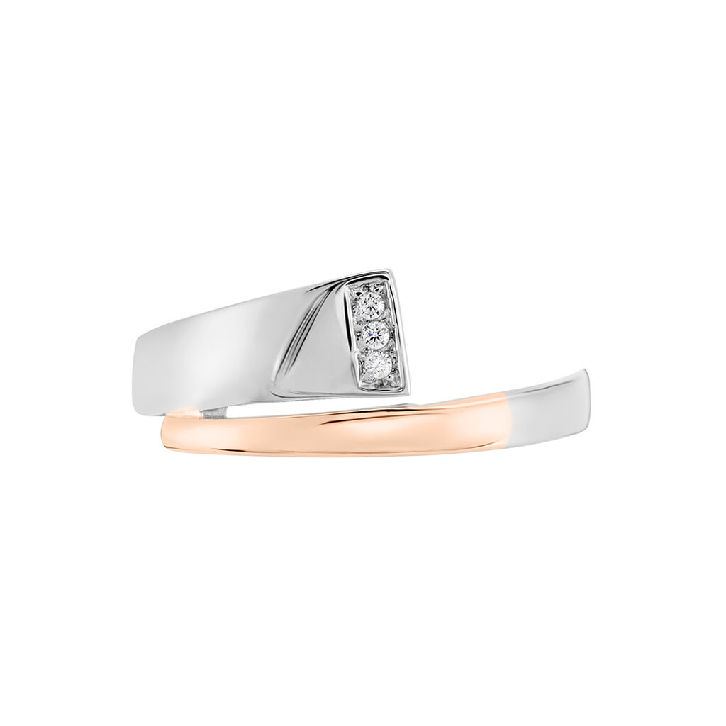 GINNA Damen Ring Silber Bicolor Silber/Ros&eacute;gold 925 Zirkonia Wei&szlig;