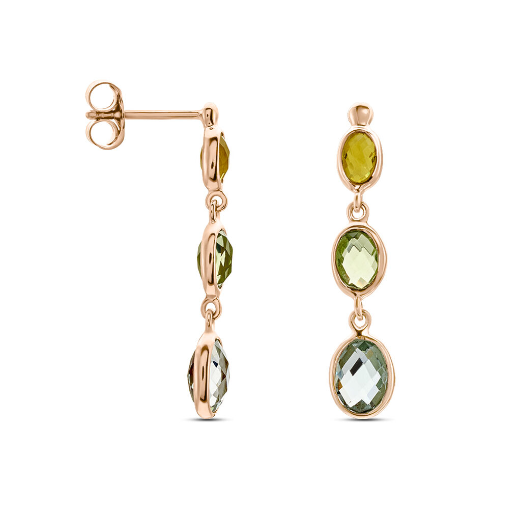 ZORNICA Damen Ohrringe Lang Silber vergoldet 925 Andere Steine Gr&uuml;n 1,9 ct