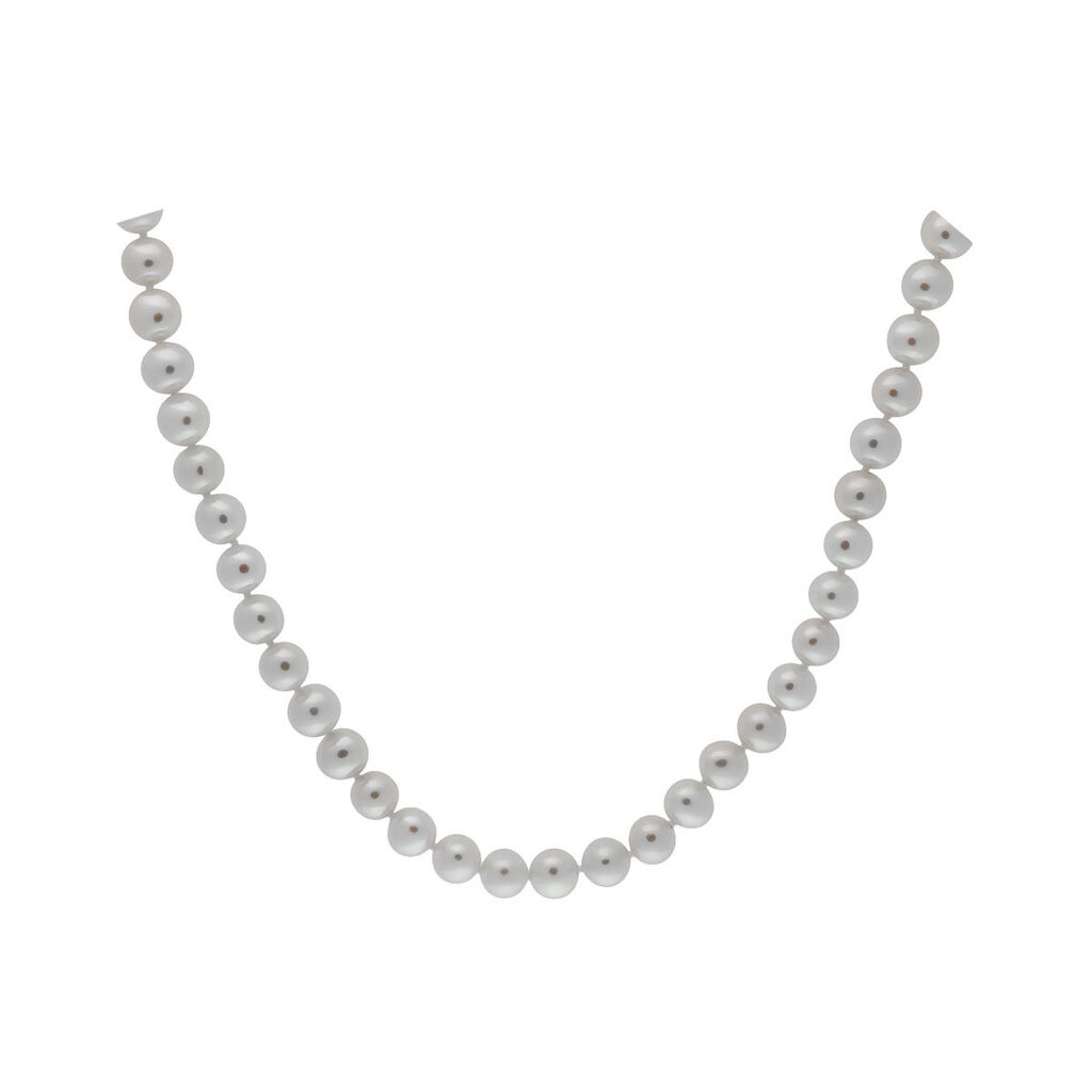 Thumbnail - Damen Perlenkette Gold 585 Zuchtperlen 7-7,5mm Haga, Collier mit Stein