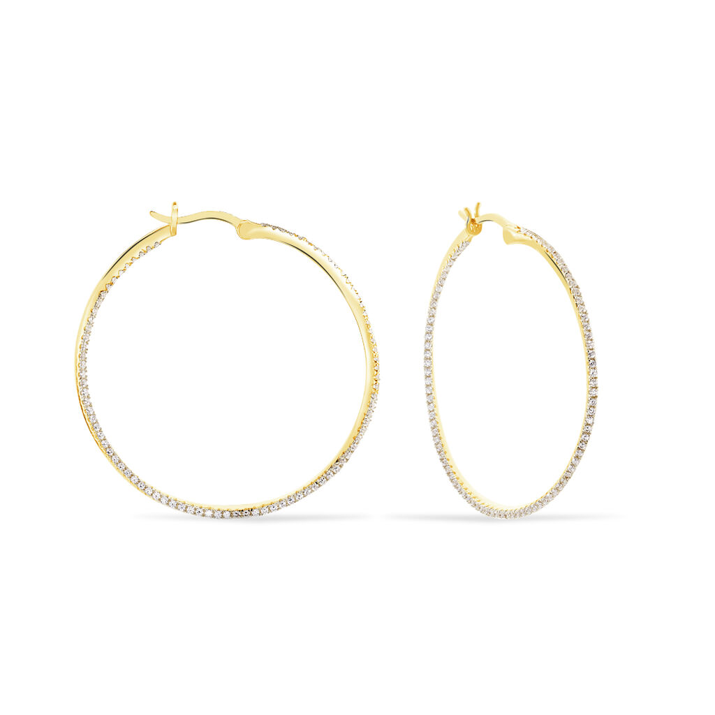 🦚 Damen Creolen Silber vergoldet 925 Zirkonia Oval Rajana 40,00mm 2,11mm , Creolen mit Stein