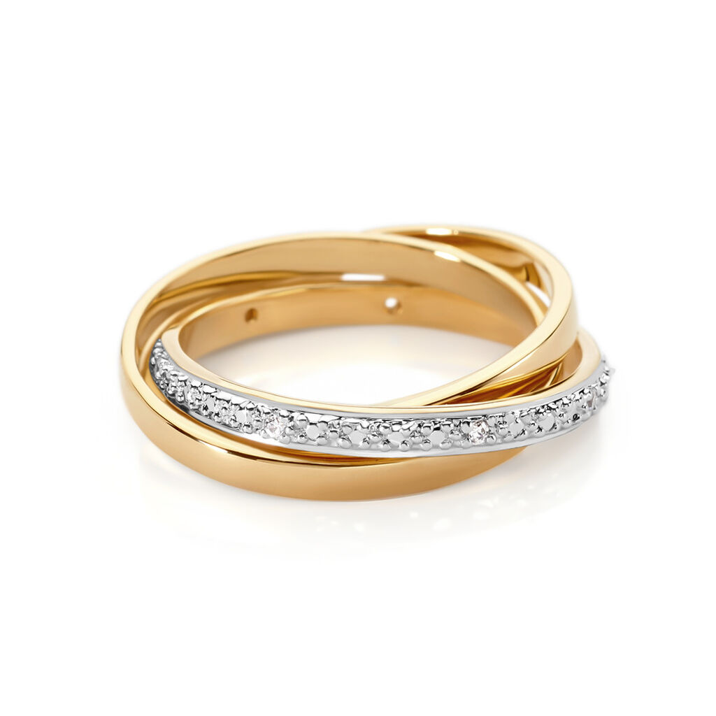 Damen Ring Vergoldet Zirkonia Wei&szlig;