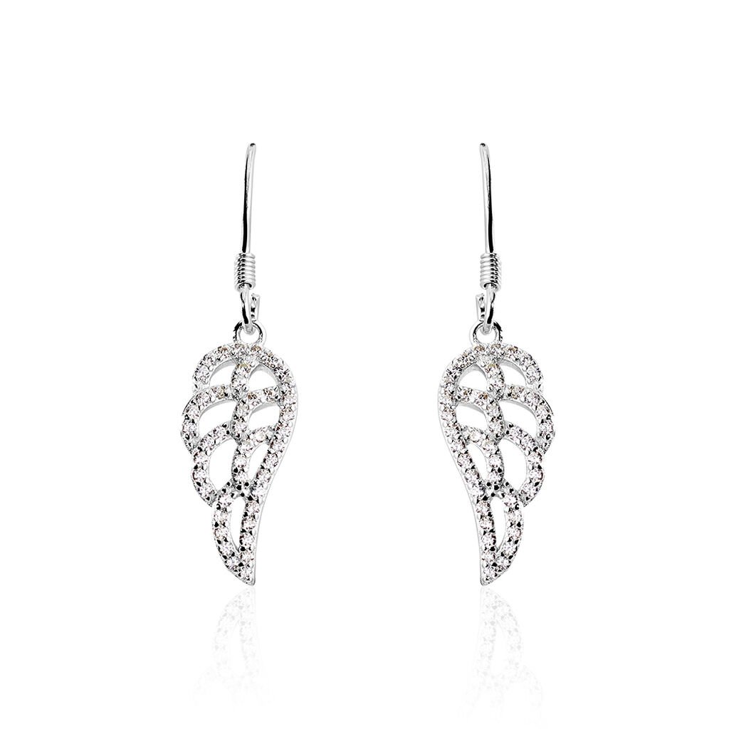 TILA FLÜGEL Damen Ohrringe Lang Silber 925 Zirkonia Weiß Flügel, Ohrringe Lang mit Stein